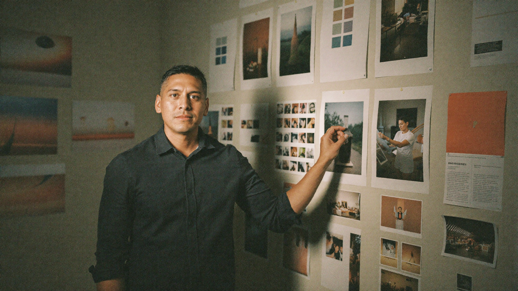 Mar White curating mood boards and photo references in a studio